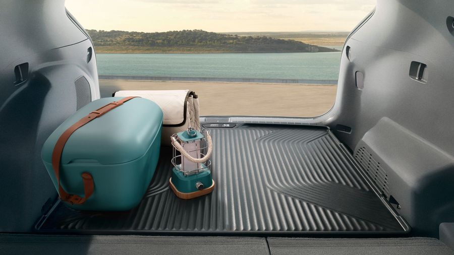 The Kia EV3 trunk liner made using ocean plastic from the Great Pacific Garbage Patch