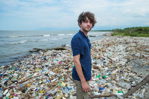 Boyan Slat on beach in Honduras